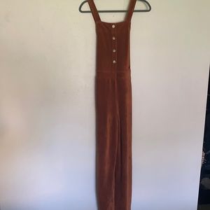 Burnt orange jumpsuit, flare bottoms